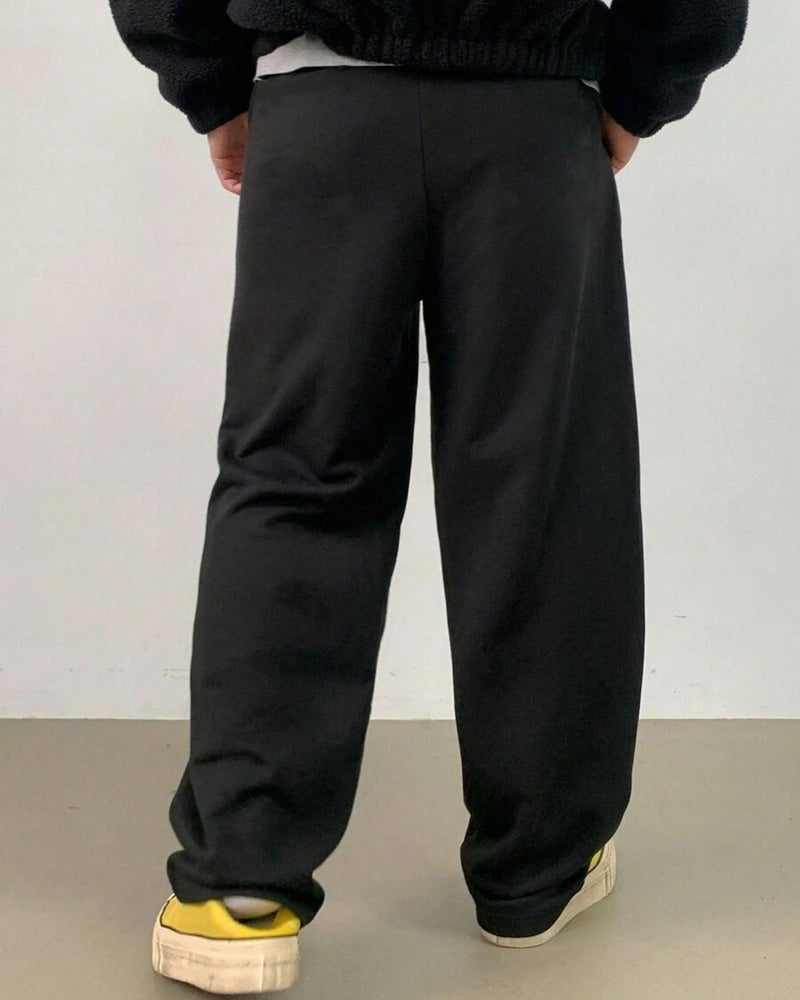 فلاينوف بنطلون رياضي أسود سادة بقصة فضفاضة - Image 2